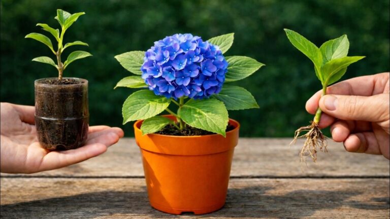 This simple method transforms hydrangea cuttings into lush blooms…