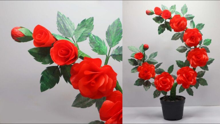 This simple trick transforms plastic bags into stunning roses for your home décor…