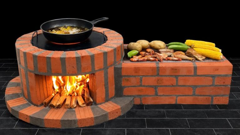 Create a Stunning 2-in-1 Wood Stove with Red Brick and Cement in 5 Easy Steps!