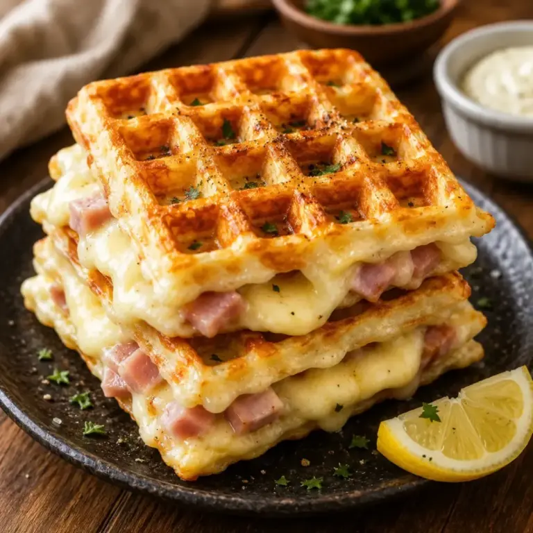Ultimate Crunchy Ham and Cheese Waffle Sandwich Recipe