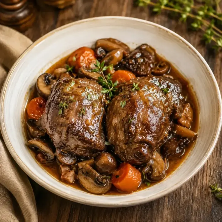 Melt-in-Your-Mouth Pork Cheeks with Mushrooms: A Rustic Delight