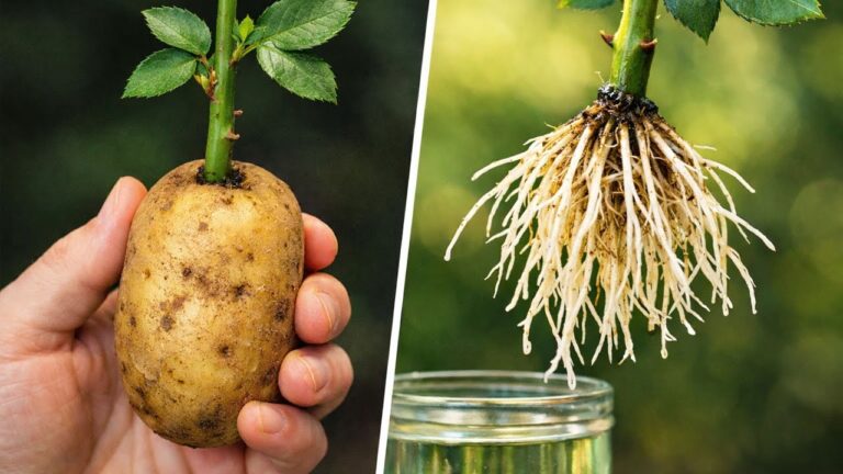Grow 7 Roses Overnight: Stick Cuttings in a Potato for Easy Gardening Success!
